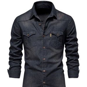 Denim Western Long Sleeve Cowboy Shirt